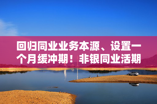 回归同业业务本源、设置一个月缓冲期！非银同业活期存款利率正式纳入自律管理