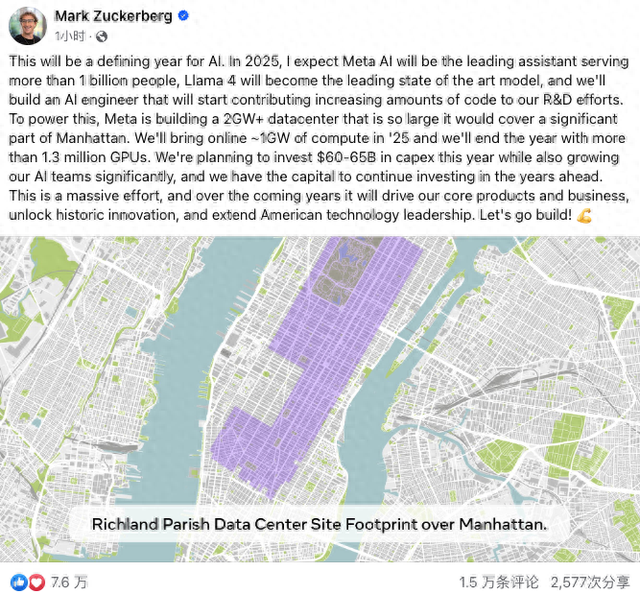硅谷AI军备竞赛继续升温！Meta宣布资本支出激增至超600亿美元